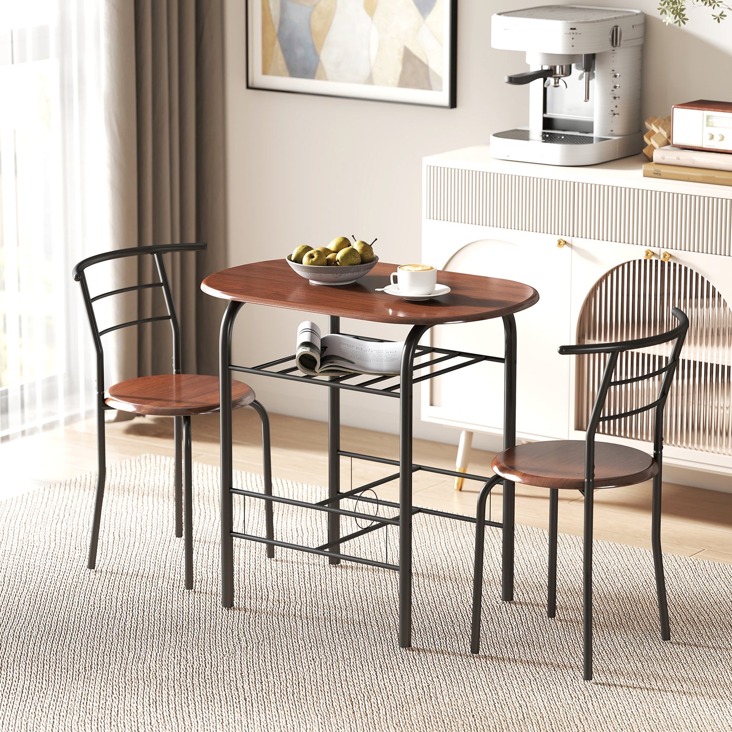 HOMCOM Three-Piece Compact Dining Set - Natural