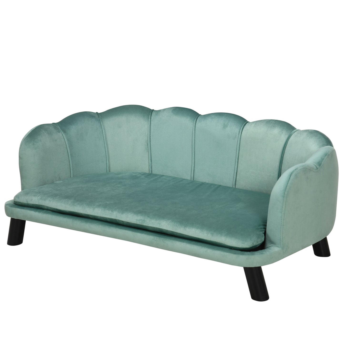 Photo of PawHut Dog Sofa, Pet Couch Bed for Medium, Large Dogs, with Legs, Cushion - Green in Green colour on a white background