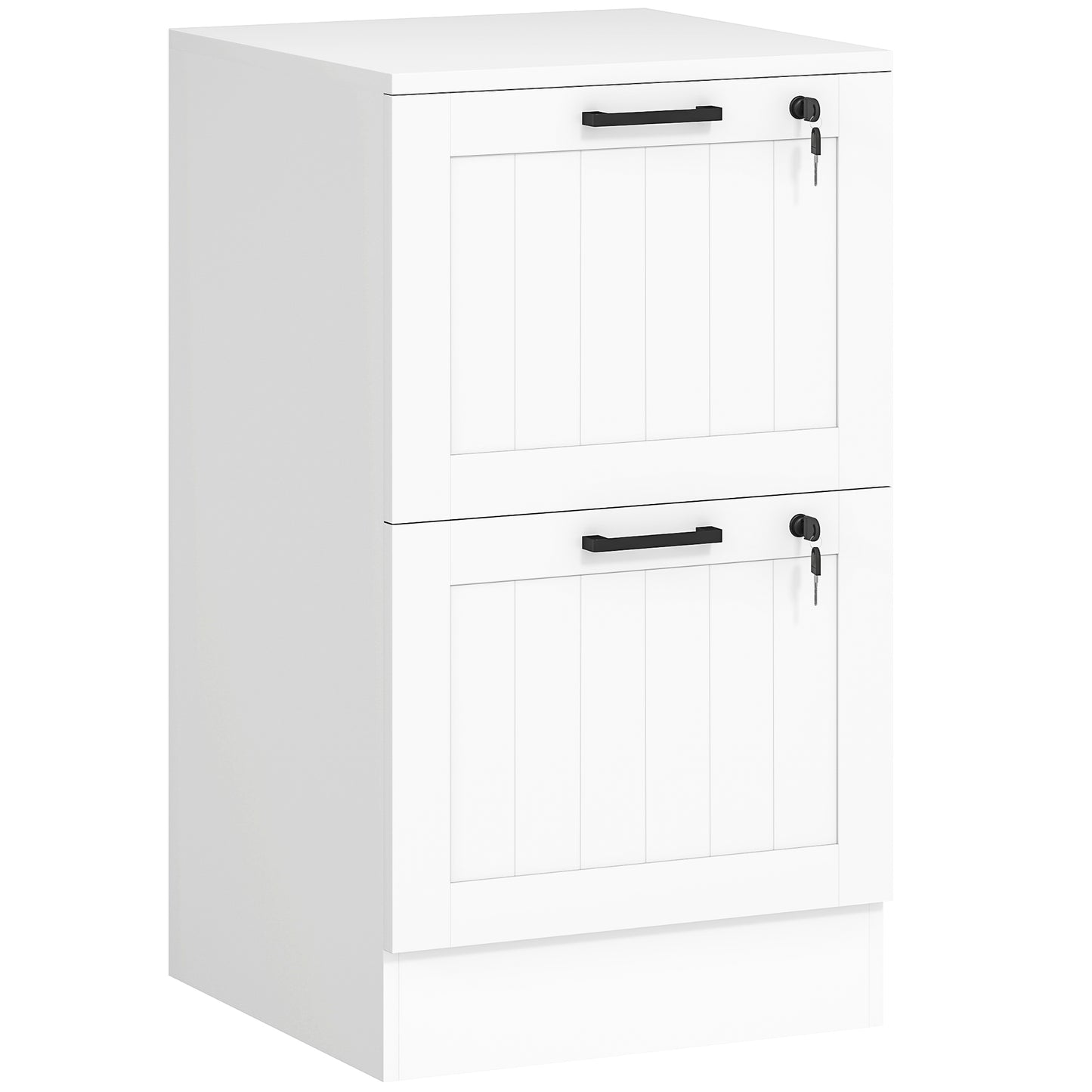Photo of HOMCOM 2 Drawer Filing Cabinet with Lock, Office Storage Cabinet with Adjustable Hanging Bars for A4 Letter Size Files, White in White colour on a white background