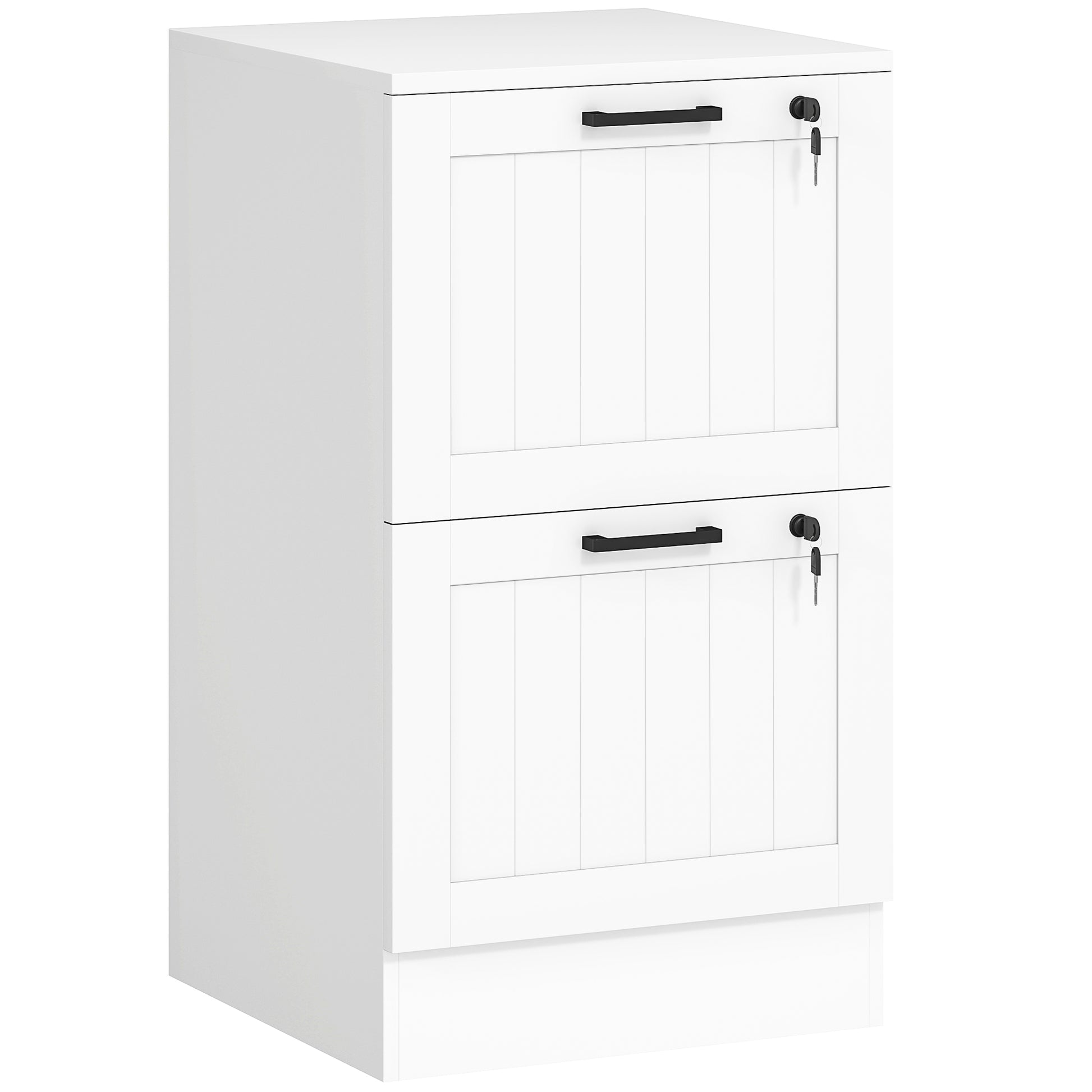 Photo of HOMCOM 2 Drawer Filing Cabinet with Lock, Office Storage Cabinet with Adjustable Hanging Bars for A4 Letter Size Files, White in White colour on a white background