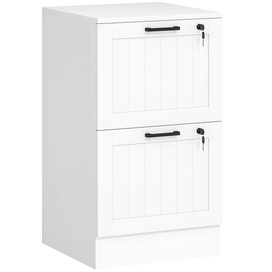 Photo of HOMCOM 2 Drawer Filing Cabinet with Lock, Office Storage Cabinet with Adjustable Hanging Bars for A4 Letter Size Files, White in White colour on a white background
