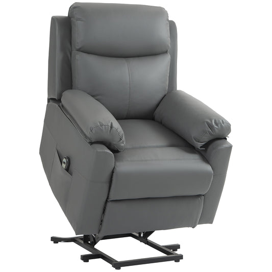 Photo of HOMCOM Faux Leather 70° Electric Riser Recliner Chair, Charcoal Grey in Grey colour on a white background