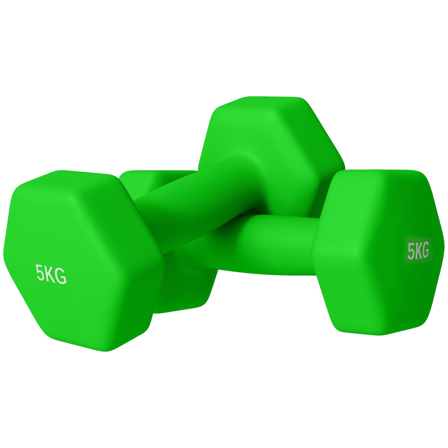 Photo of SPORTNOW 2 x 5kg Hexagonal Dumbbells Weights Set with Non-Slip Grip for Home Gym Workout, Green in Green colour on a white background