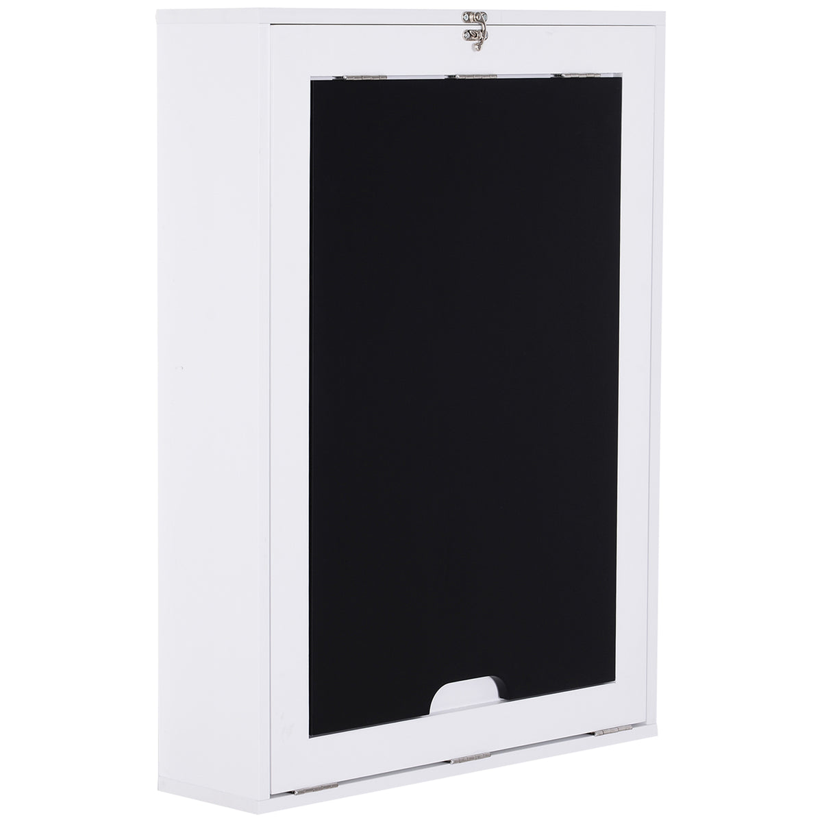 HOMCOM white wall-mounted cabinet with a large black chalkboard panel behind a hinged door
