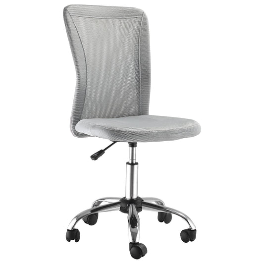 Photo of Vinsetto Office Chair, Armless Desk Chair, Adjustable Computer Swivel Chair with Rolling Wheels and Mesh Back for Home Work Study, Grey in Grey colour on a white background