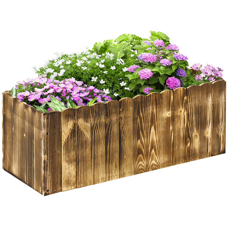Photo of Outsunny 70L Raised Garden Bed, Wooden Rectangle Planter Box, Outdoor Herb Vegetable Flower Pot (80L x 33W x 30H cm) in cm) colour on a white background