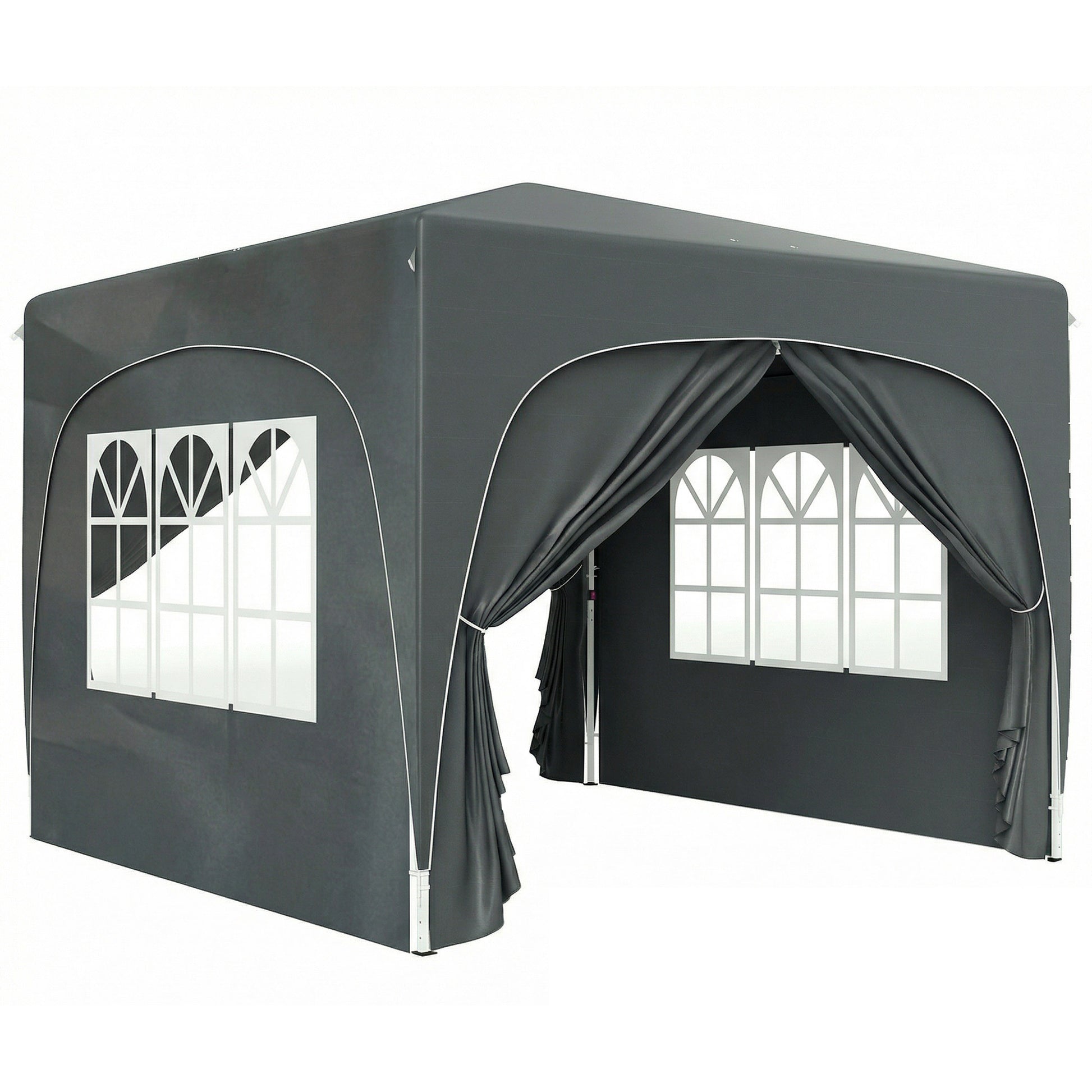 Photo of Outsunny 3 x 3m Pop-Up Gazebo Shelter, with Accessories - Dark Grey in Grey colour on a white background