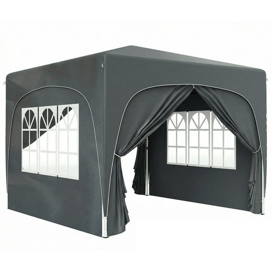 Photo of Outsunny 3 x 3m Pop-Up Gazebo Shelter, with Accessories - Dark Grey in Grey colour on a white background