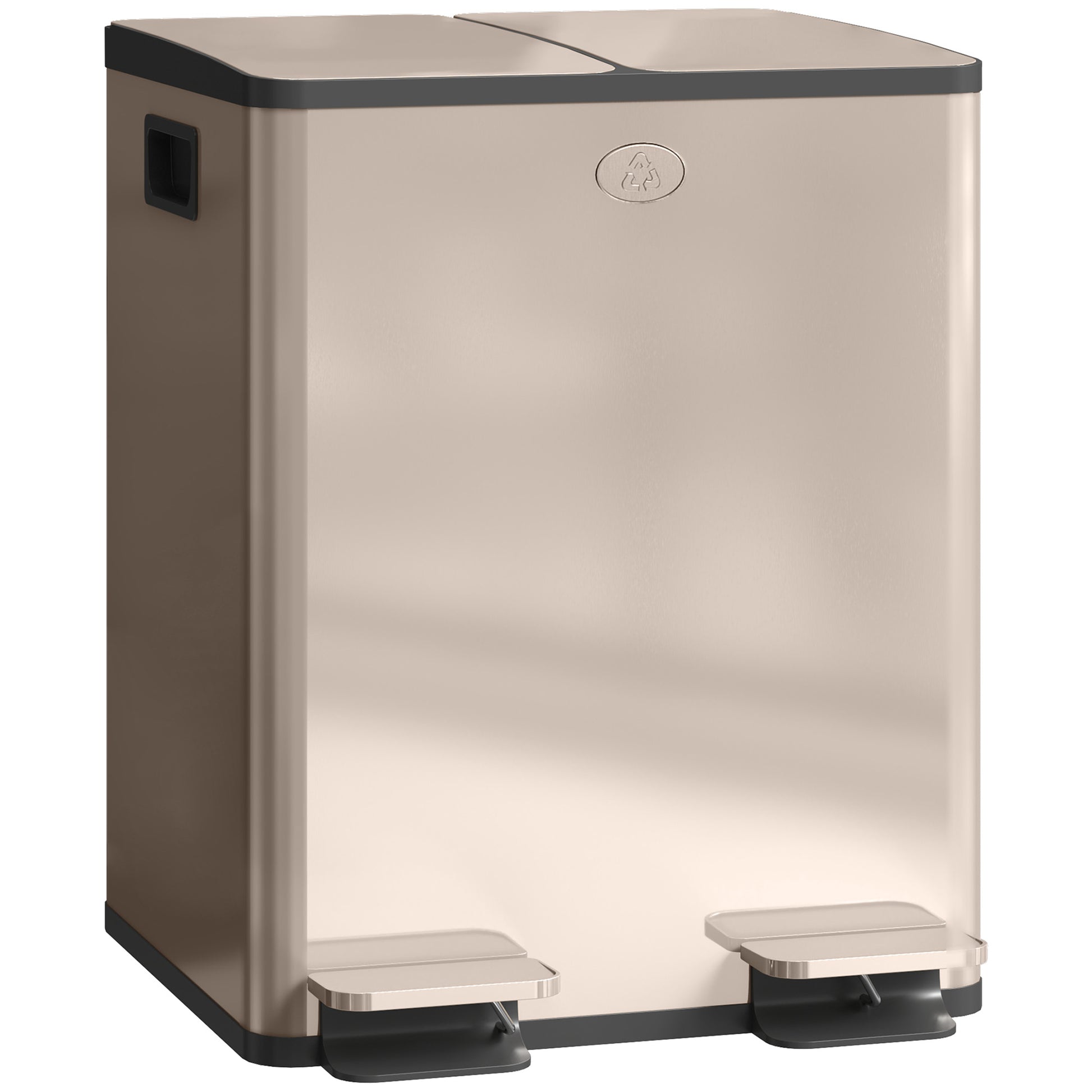 Photo of HOMCOM 40L Dual Compartment Stainless Steel Bin, with Deodoriser Holders - Gold Tone in Tone colour on a white background