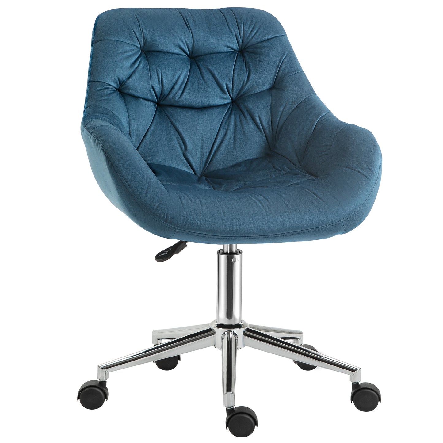 Photo of Vinsetto Home Office Chair Velvet Ergonomic Computer Chair Comfy Desk Chair with Adjustable Height, Arm and Back Support, Blue in Blue colour on a white background