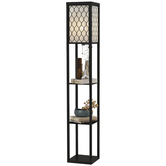 Photo of HOMCOM Shelf Floor Lamp Standing Lamp W/4-tier Wooden Open Shelves,26L x 26W x 160Hcm-Black/White in 160Hcm-Black/White colour on a white background