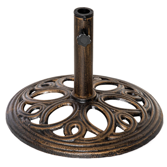 Photo of Outsunny 11.5 kg Cast Metal Round Patio Umbrella Base Stand, Umbrella Holder for Outdoor, Patio, Garden, Bronze Tone in Tone colour on a white background