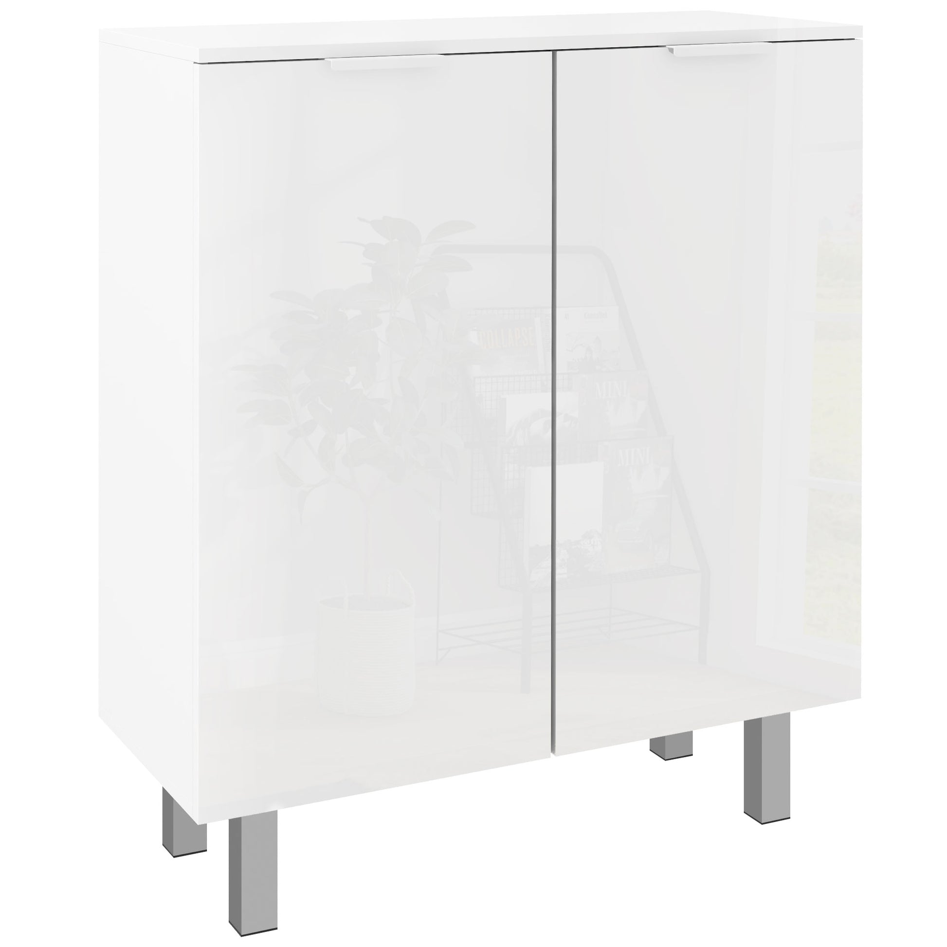 Photo of HOMCOM Five-Shelf Shoe Storage Cupboard - White in White colour on a white background