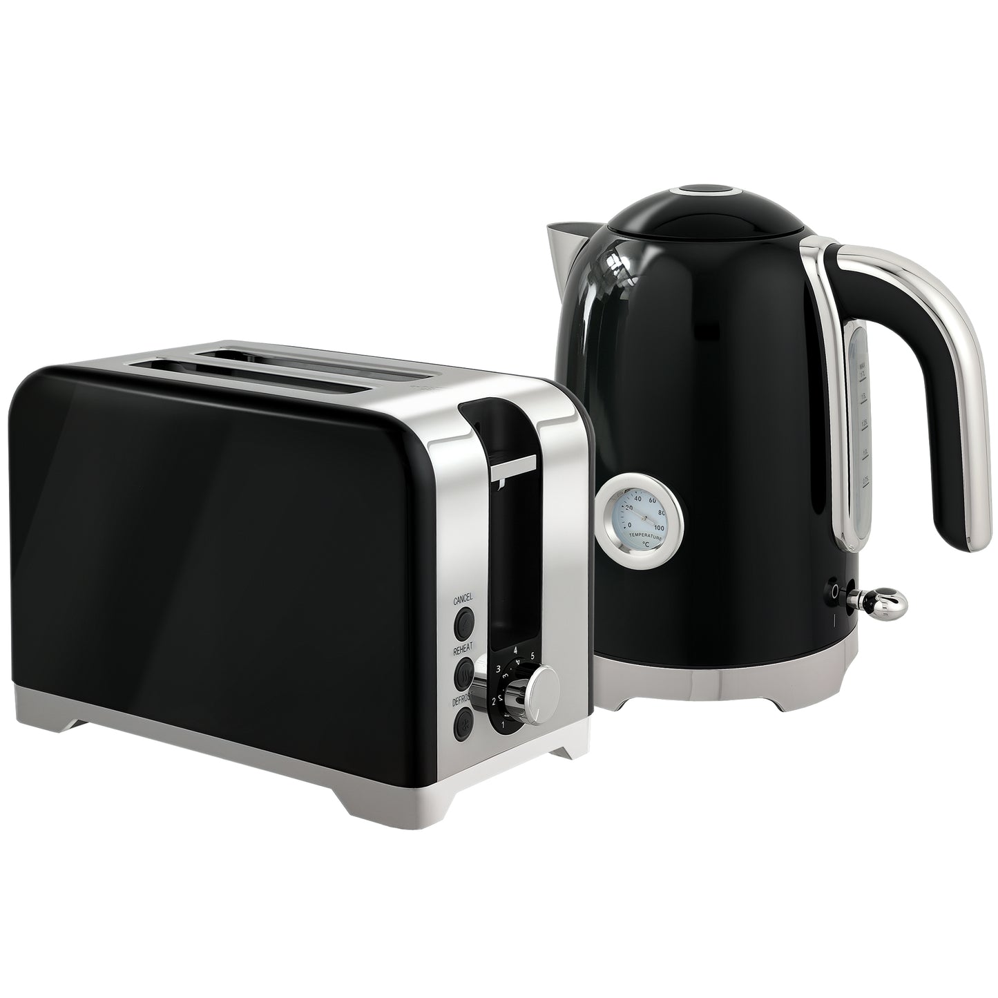 Photo of HOMCOM Retro Toaster and Kettle Set - Black in Black colour on a white background