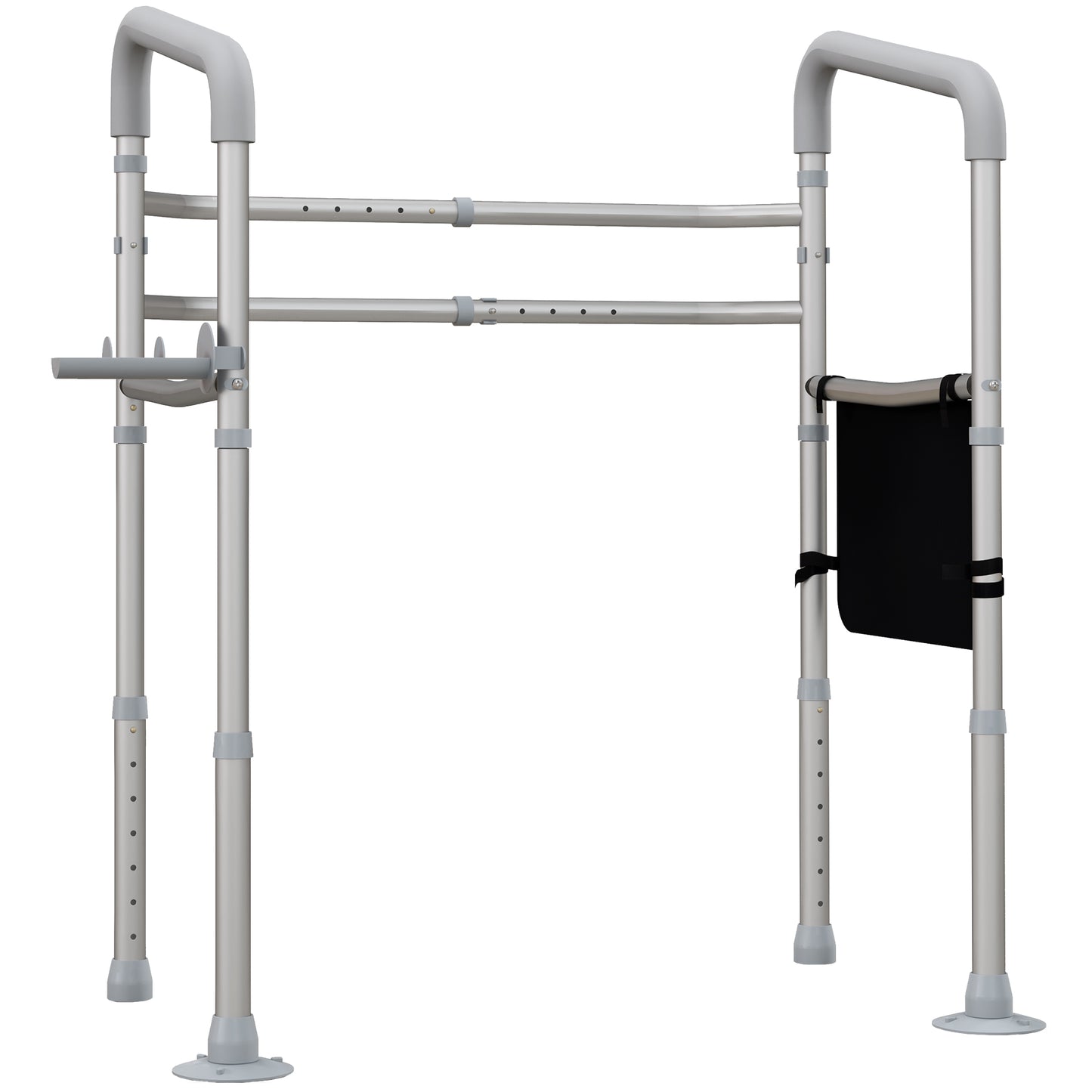 Photo of HOMCOM Free Standing Toilet Frame, Height and Width Adjustable Toilet Safety Frame with Arms, 2 Additional Suction Cups, Storage for Elderly, Disabled, Handrail Grab Bar, 136kg Weight Capacity in Capacity colour on a white background