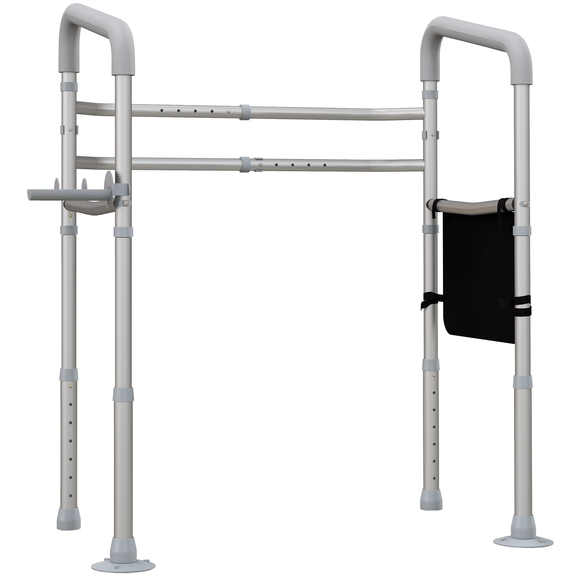 Photo of HOMCOM Free Standing Toilet Frame, Height and Width Adjustable Toilet Safety Frame with Arms, 2 Additional Suction Cups, Storage for Elderly, Disabled, Handrail Grab Bar, 136kg Weight Capacity in Capacity colour on a white background