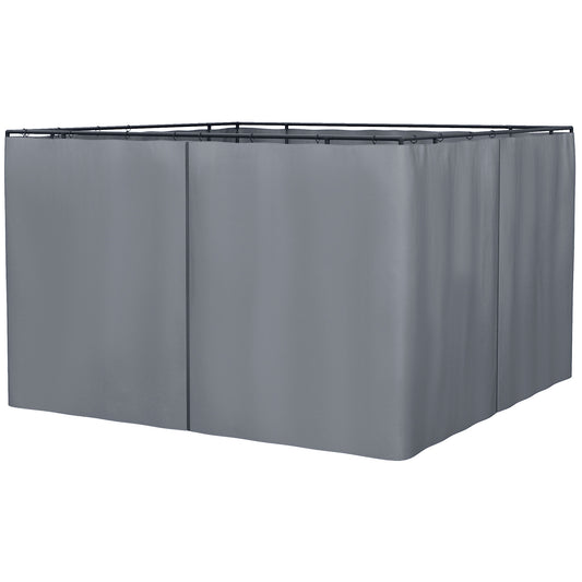 Photo of Outsunny Replacement Gazebo Curtains 4-Panel Sidewalls with Zipper for 3 x 3 (M) Yard Gazebos Canopy Tent, Dark Grey in Grey colour on a white background