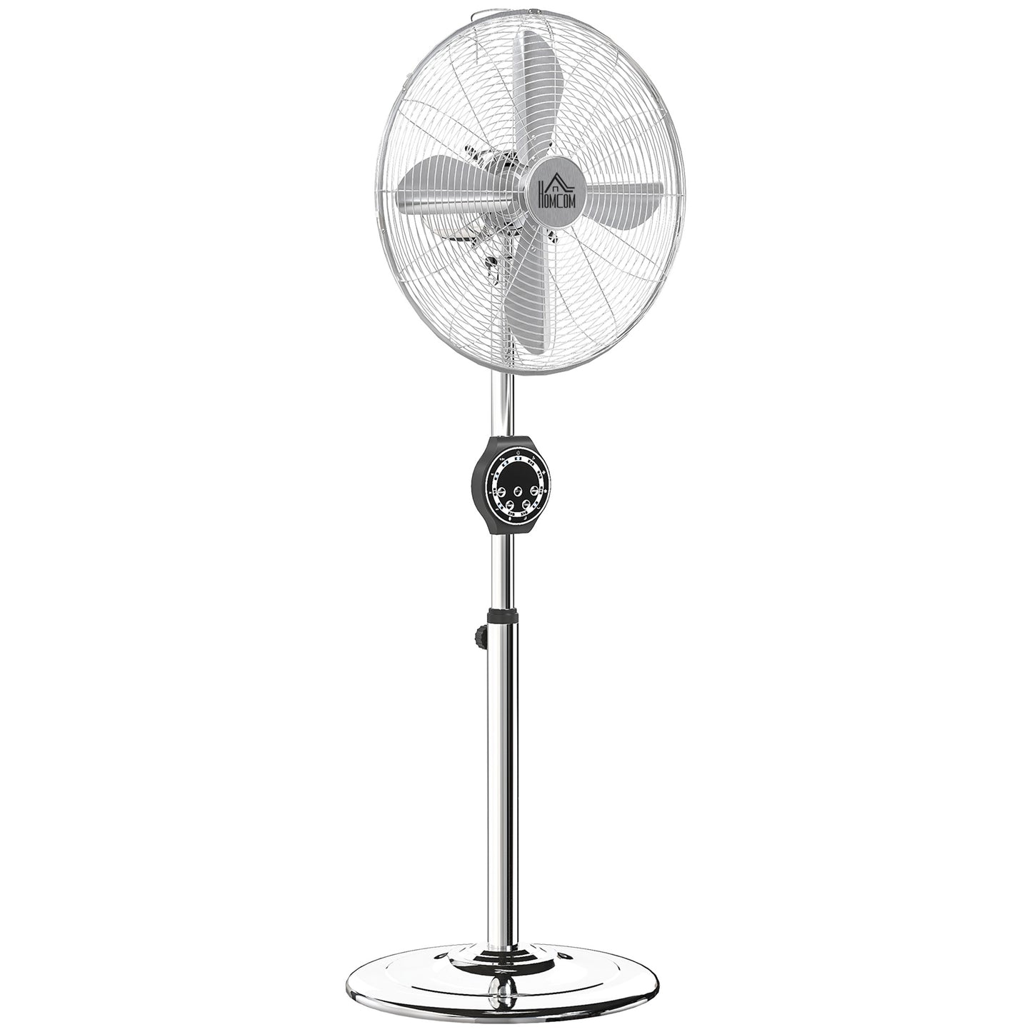 Photo of HOMCOM 16" Metal Pedestal Fan with Oscillating, Adjustable Height - Silver Tone in Tone colour on a white background