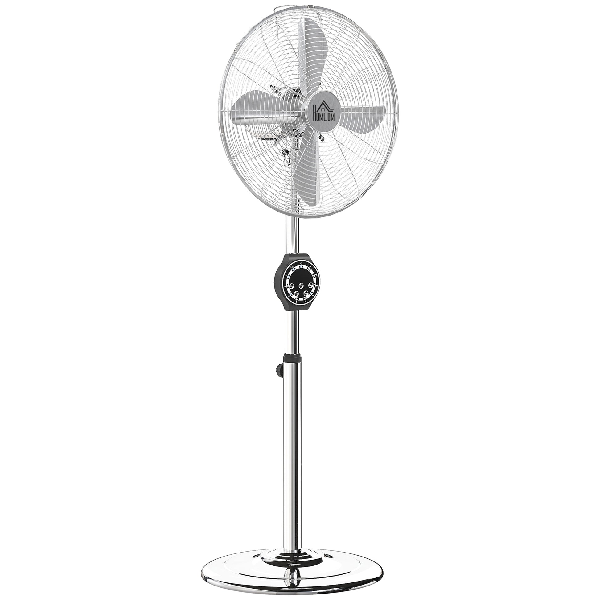 Photo of HOMCOM 16" Metal Pedestal Fan with Oscillating, Adjustable Height - Silver Tone in Tone colour on a white background