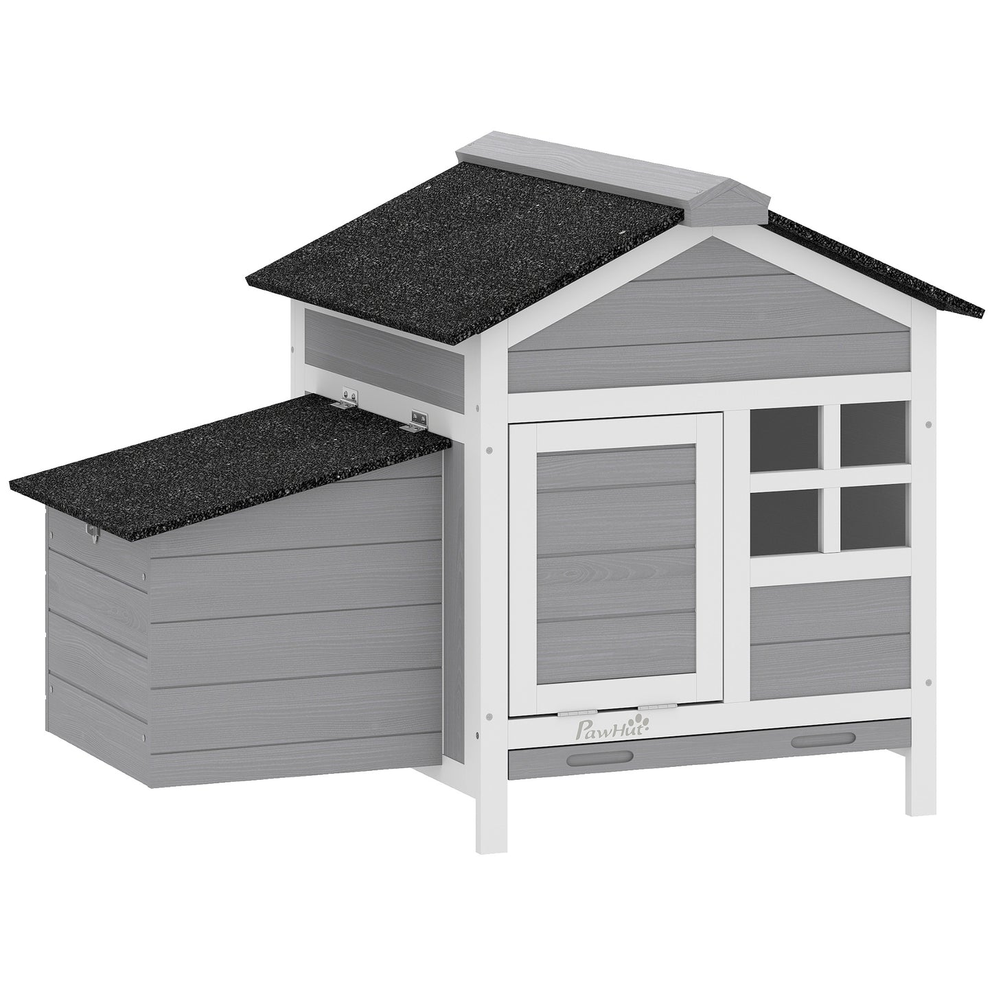Photo of PawHut Wooden Chicken Coop with Pull-Out Tray Nesting Box for 1-2 Chickens in Chickens colour on a white background