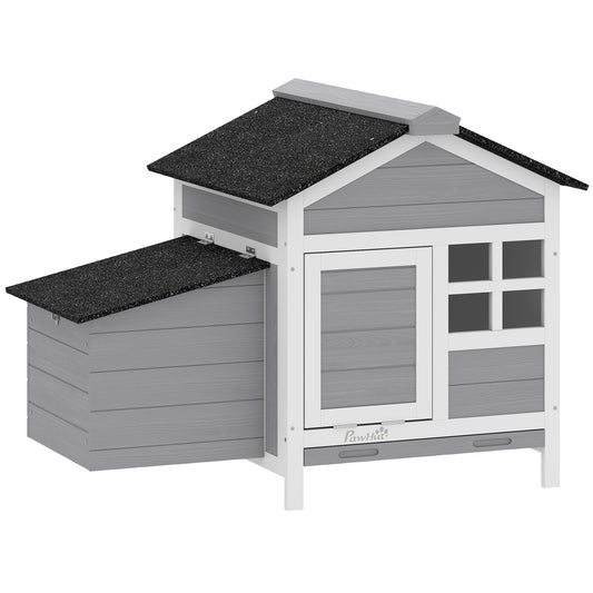 Photo of PawHut Wooden Chicken Coop with Pull-Out Tray Nesting Box for 1-2 Chickens in Chickens colour on a white background