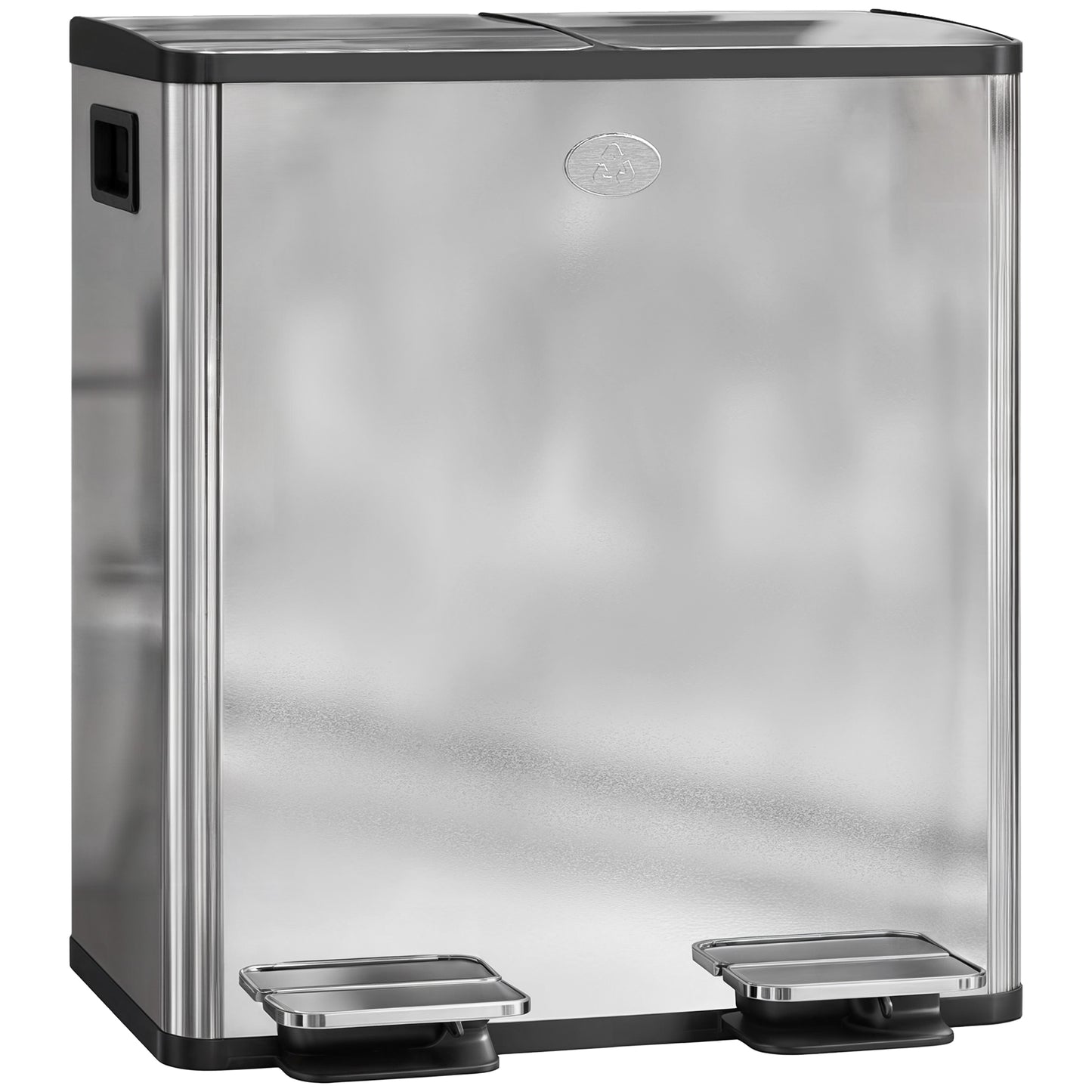 Photo of HOMCOM 40L Dual Compartment Stainless Steel Bin, with Deodoriser Holders - Silver Tone in Tone colour on a white background