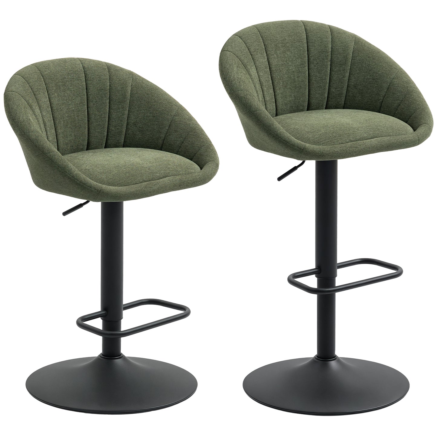 Photo of HOMCOM Set of Two Relaxed Tub Bar Stools - Dark Green in Green colour on a white background
