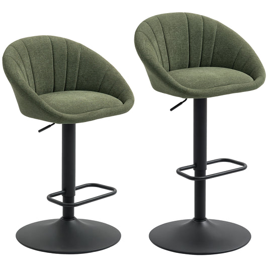 Photo of HOMCOM Set of Two Relaxed Tub Bar Stools - Dark Green in Green colour on a white background