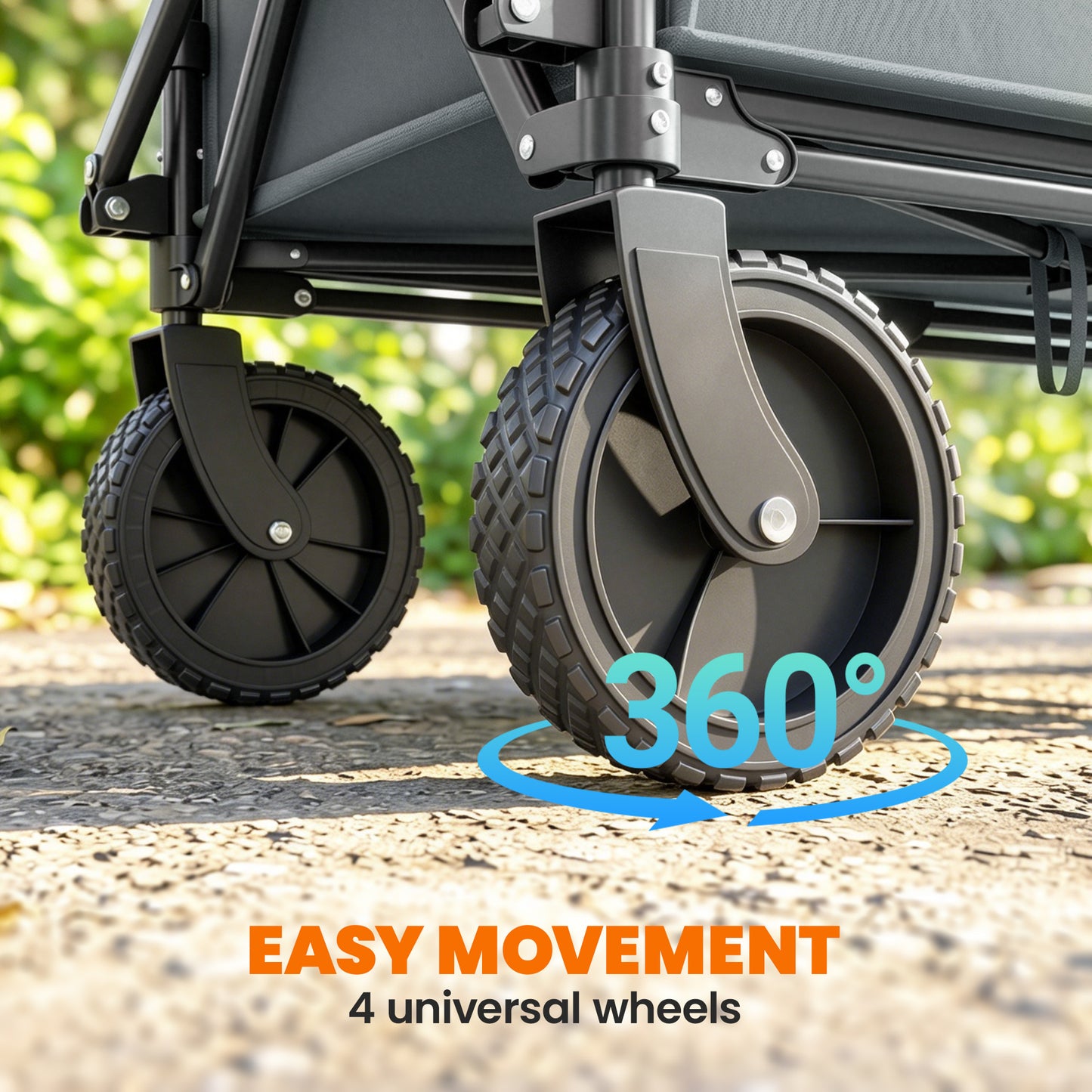 Outsunny 180L Festival Trolley on Wheels, Folding Compact Camping Trolley Cart with Adjustable Handle, 120 KG Capacity for Garden, Beach, Fishing, Grey