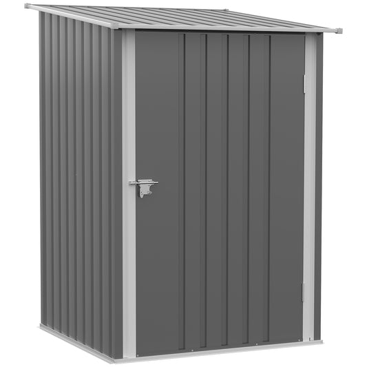 Photo of Outsunny 3.3 x 3.4ft Lean To Steel Garden Shed, with Locking Door - Grey in Grey colour on a white background