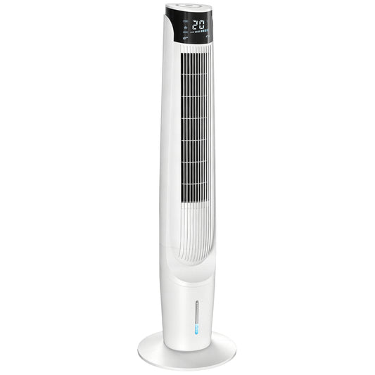 Photo of HOMCOM Air Cooler with LED Display and Remote Control, Oscillating Ice Cooling Fan with 3 Speeds, 4 Modes, 12 Hour Timer, White in White colour on a white background