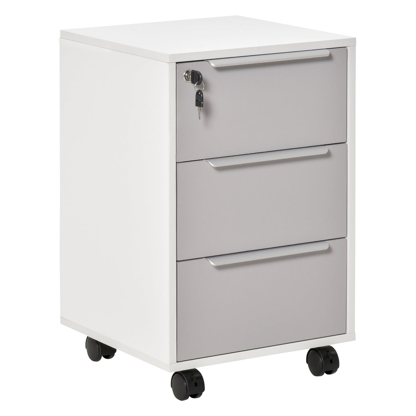 Photo of HOMCOM Three-Drawer Locking Filing Cabinet - Grey/White in Grey/White colour on a white background