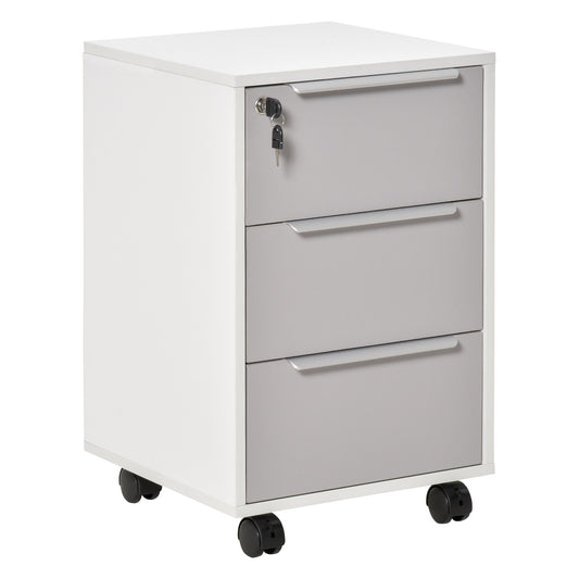Photo of HOMCOM Three-Drawer Locking Filing Cabinet - Grey/White in Grey/White colour on a white background