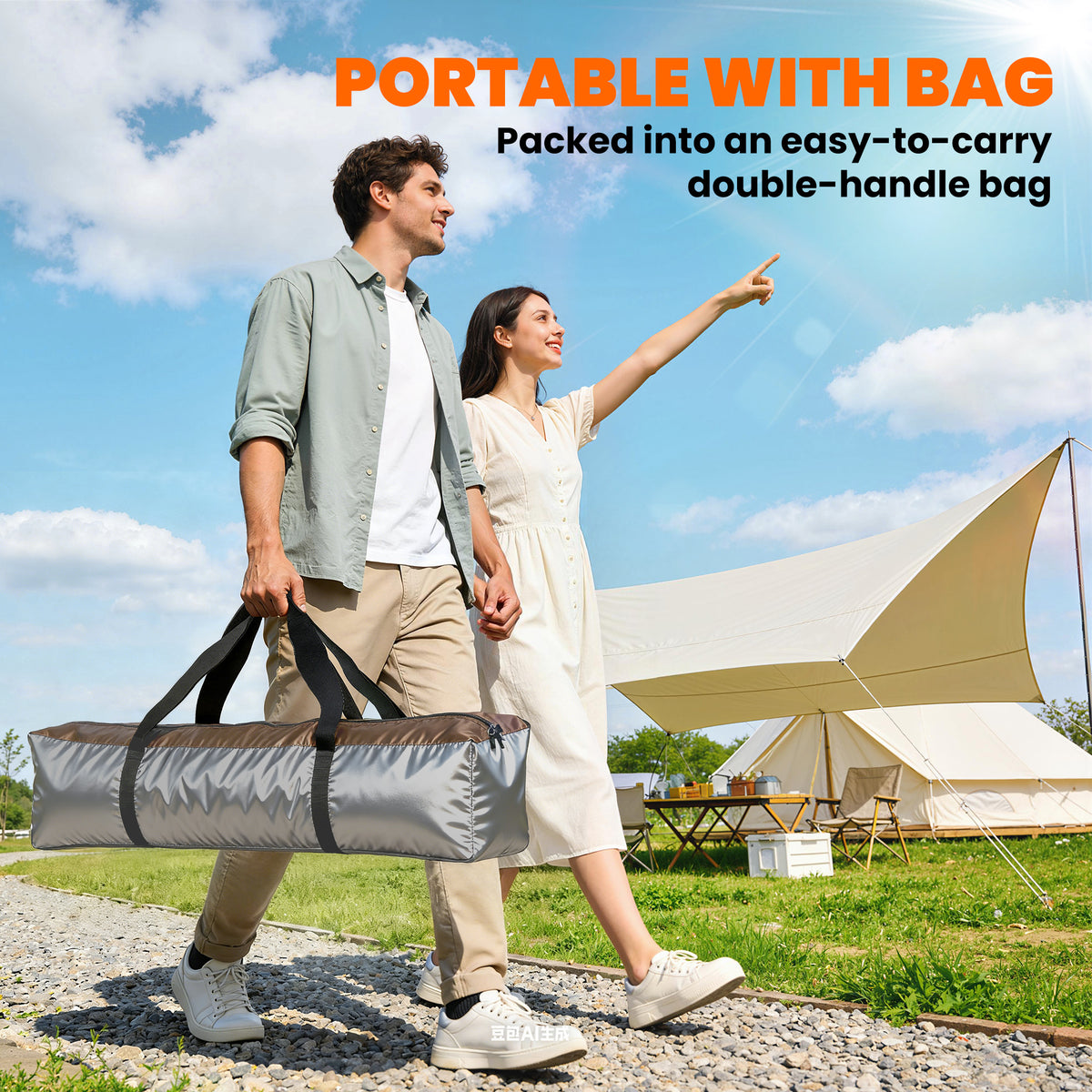 Outsunny 3 Man Instant Pop Up Tent with Rainfly, Portable Camping Shelter with Sewn-in Groundsheet, Carry Bag, Brown