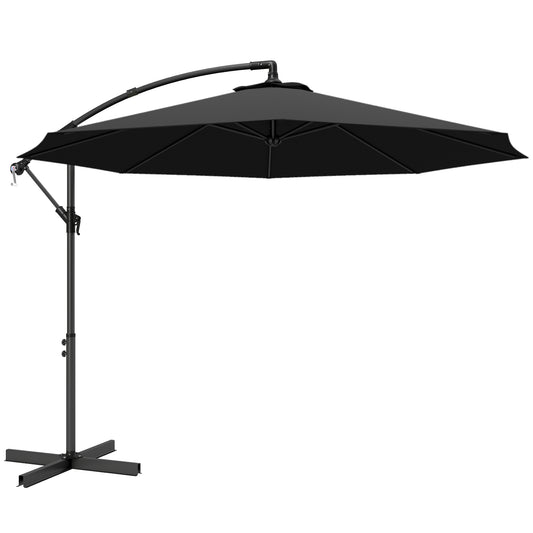 Photo of Outsunny 3m Overhanging Cantilever Parasol, with Cross Base - Black in Black colour on a white background