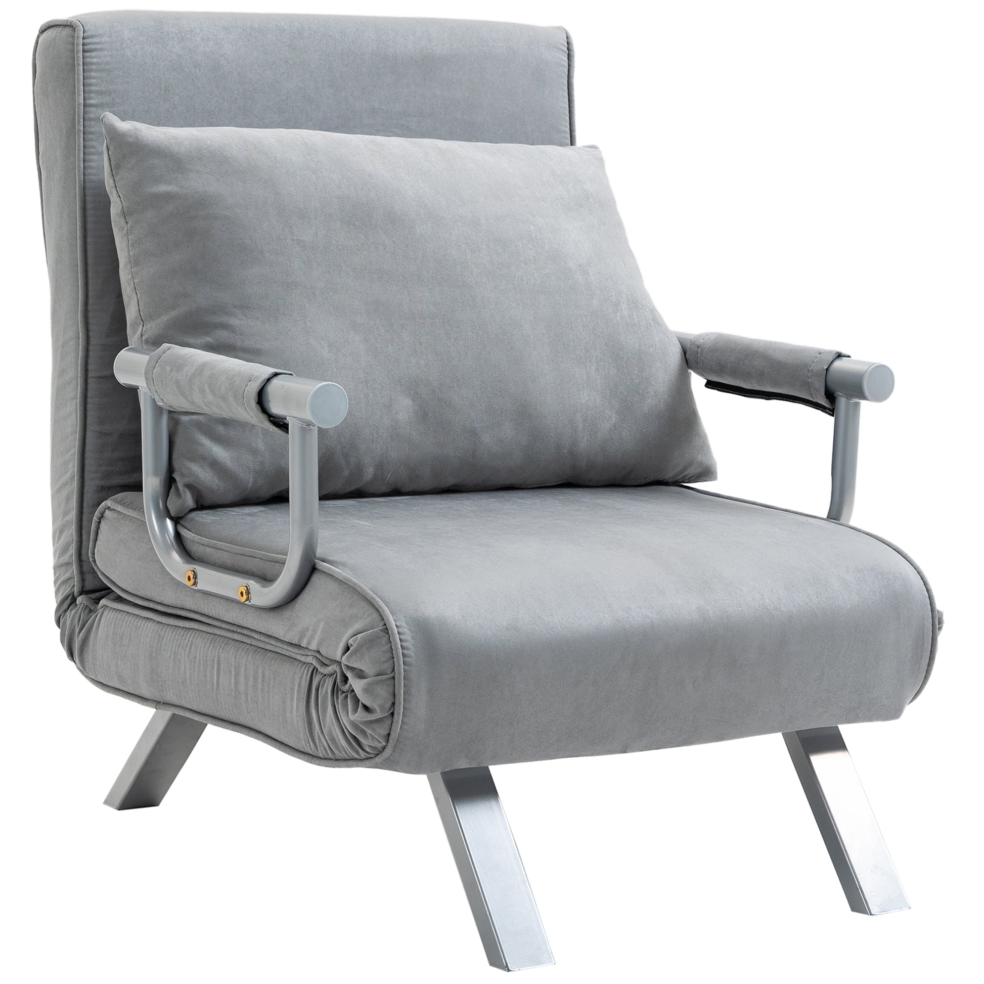 Photo of HOMCOM Suedette Adjustable Back Futon Sofa Chair - Grey in Grey colour on a white background