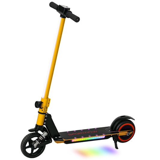 Photo of SPORTNOW Folding Electric Scooter for Kids, with Dual Brakes, Front Suspension, LED Colourful Lights, Gold Tone in Tone colour on a white background