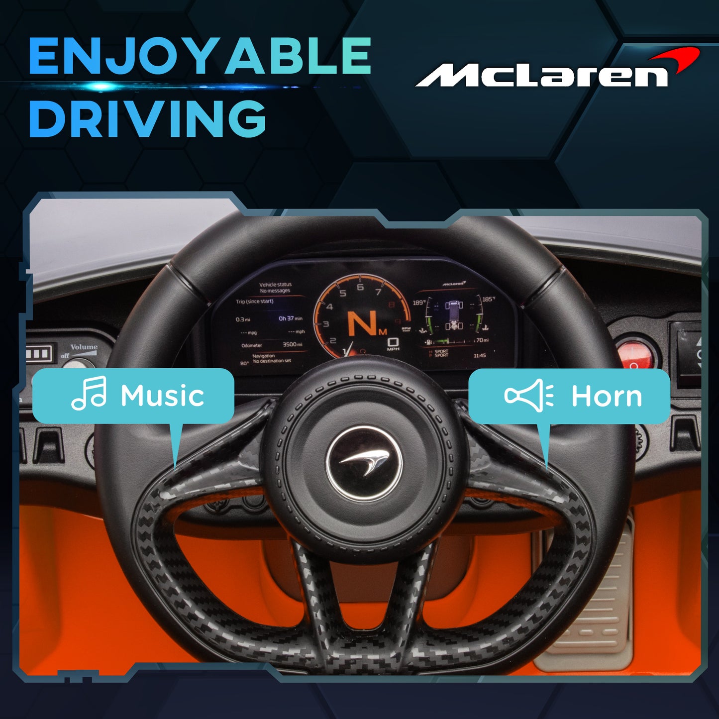 AIYAPLAY McLaren 765LT Licensed 12V Kids Electric Ride on Car with Butterfly Doors, Remote Control, Transport Wheels, Orange