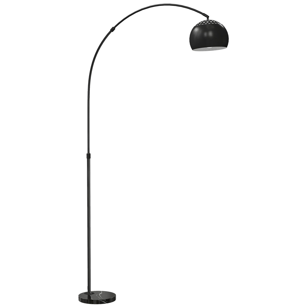 Photo of HOMCOM Arc Floor Lamp for Living Room, Modern Adjustable Standing Lamp with Faux Black Marble Base Black in Black colour on a white background