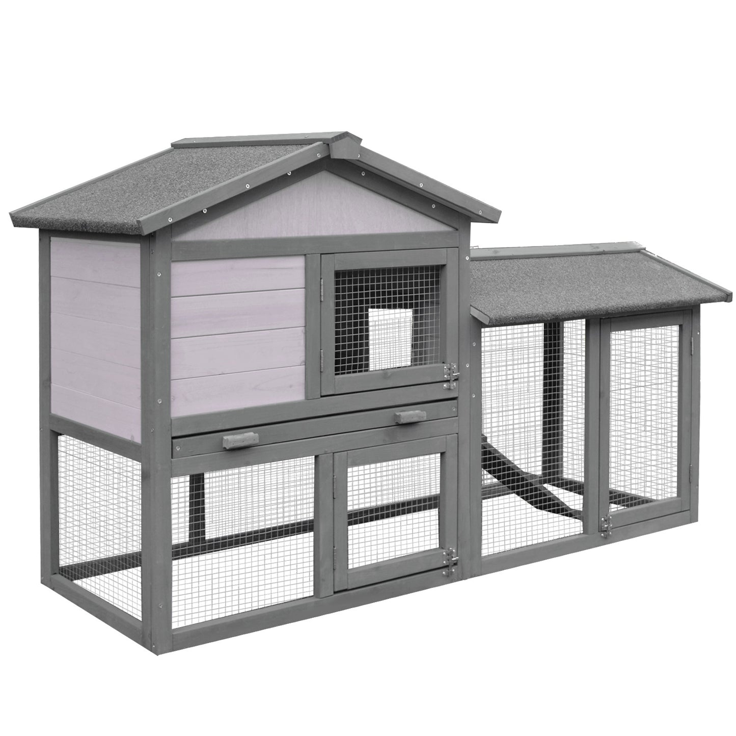 Photo of PawHut Small Animal Two-Level Fir Wood Guinea Pigs Hutches w/ Ramp Burnt Yellow in Yellow colour on a white background