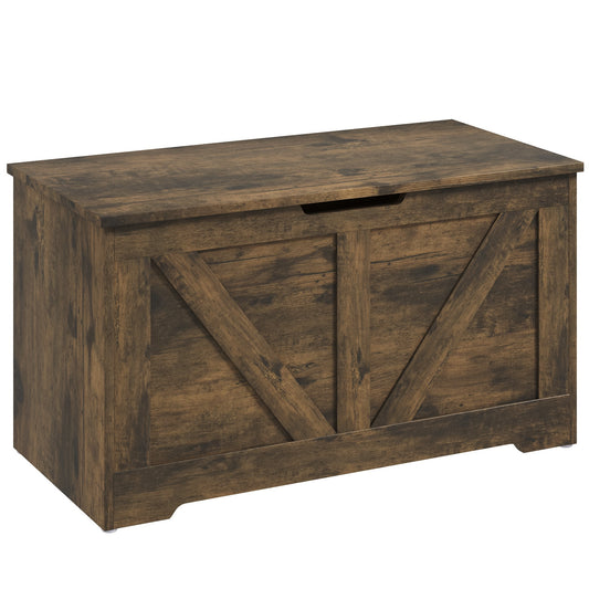 Photo of HOMCOM 100L Home Storage Box, with Safety Hinge - Rustic Brown in Brown colour on a white background