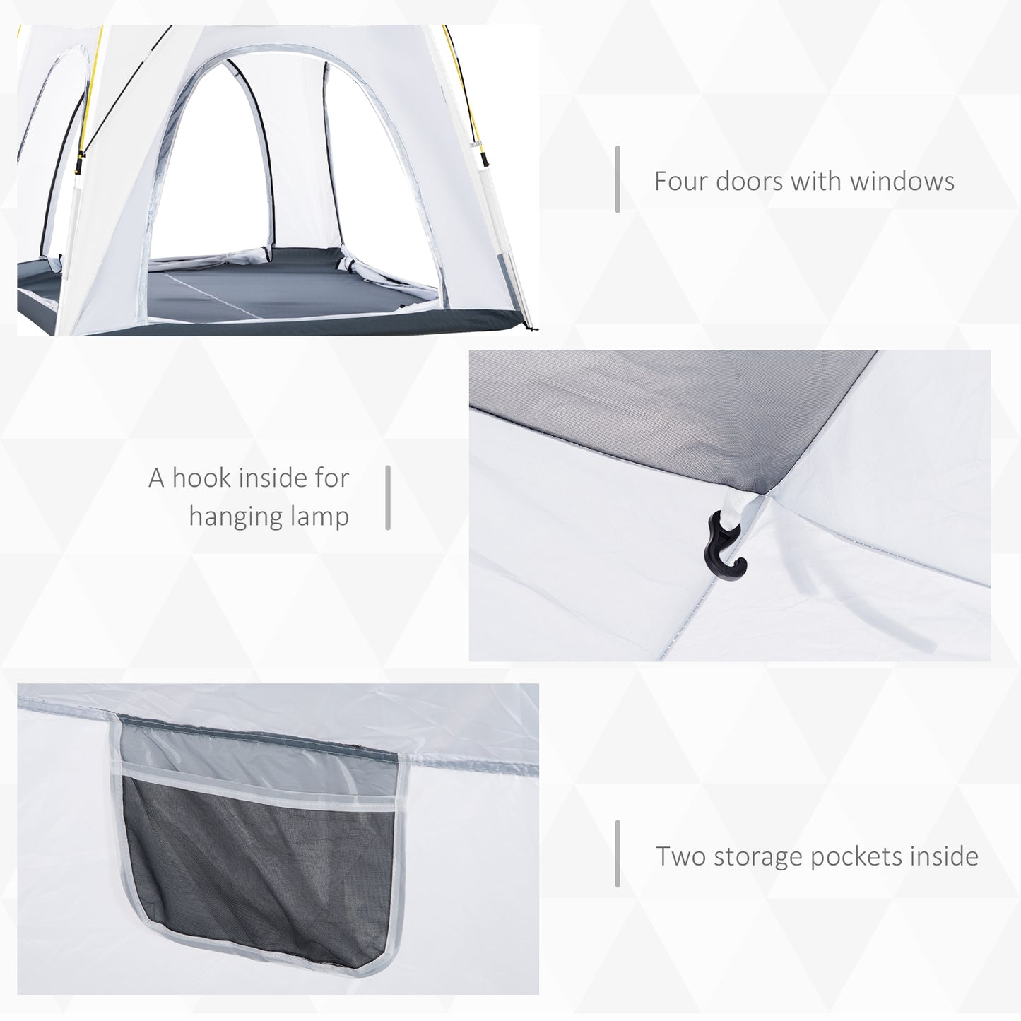 Outsunny 3 Person Automatic Camping Tent, Outdoor Pop Up Tent, Portable Backpacking Dome Shelter, Light Grey