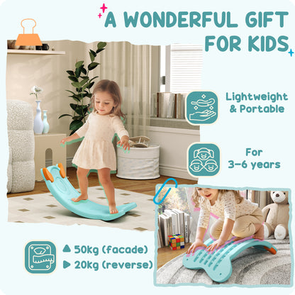 Child standing on the light blue AIYAPLAY balance board with orange grips