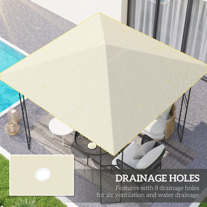 Cream replacement gazebo canopy with eight drainage holes.