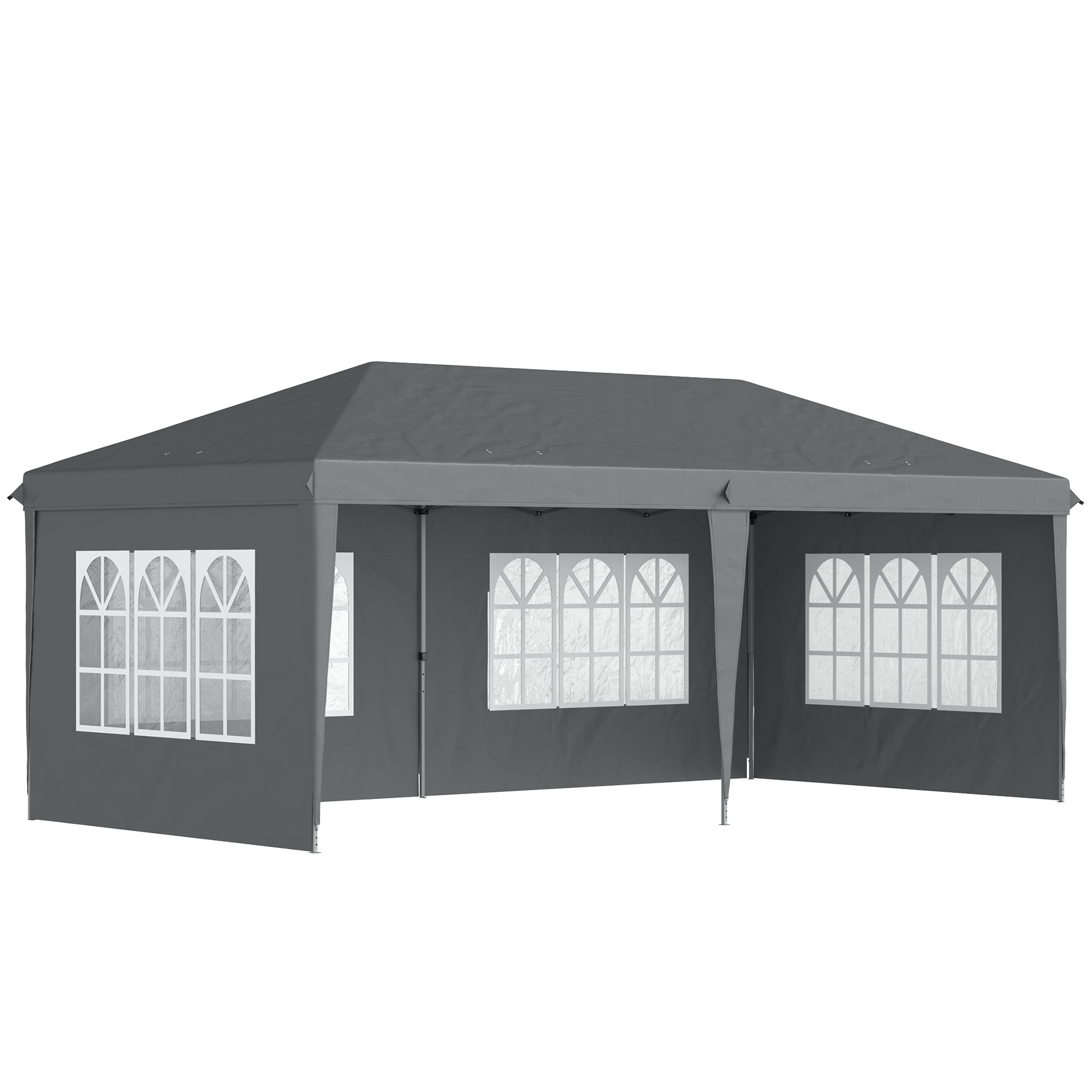 Photo of Outsunny 3 x 6m Pop-Up Gazebo, with Removable Walls - Grey in Grey colour on a white background