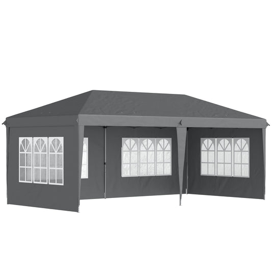 Photo of Outsunny 3 x 6m Pop-Up Gazebo, with Removable Walls - Grey in Grey colour on a white background