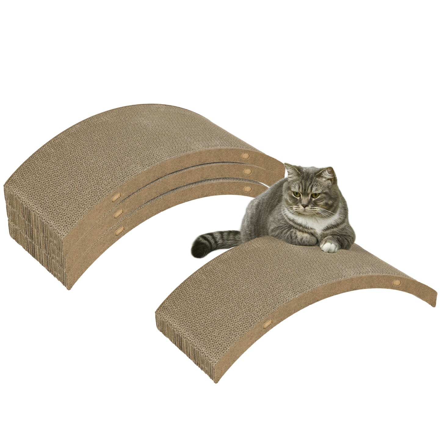 Photo of PawHut Four-Piece Cat Scratching Board, Cat Treadmill Replacement, 55 x 26cm - Brown in Brown colour on a white background