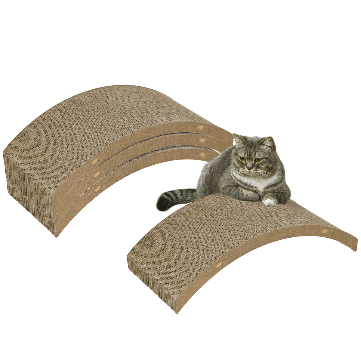 Photo of PawHut Four-Piece Cat Scratching Board, Cat Treadmill Replacement, 55 x 26cm - Brown in Brown colour on a white background