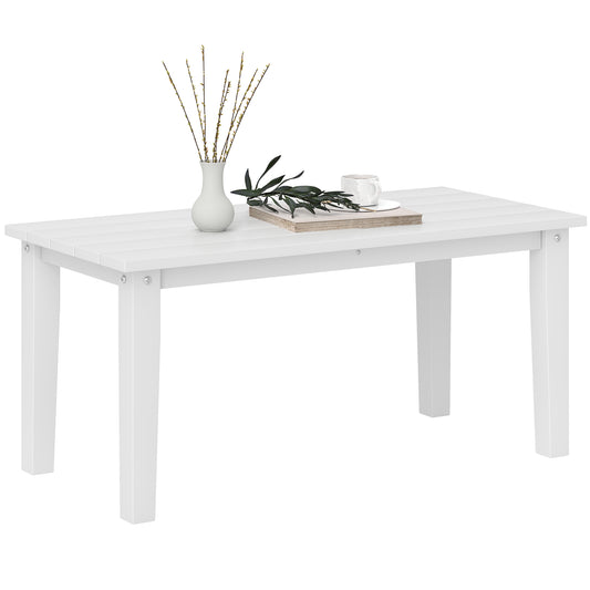 Photo of Outsunny Outdoor Garden Coffee Table, HDPE All-Weather Rectangular Outdoor Garden Table with Slatted Tabletop for Patio, Balcony, 91 x 44 x 42 cm, White in White colour on a white background