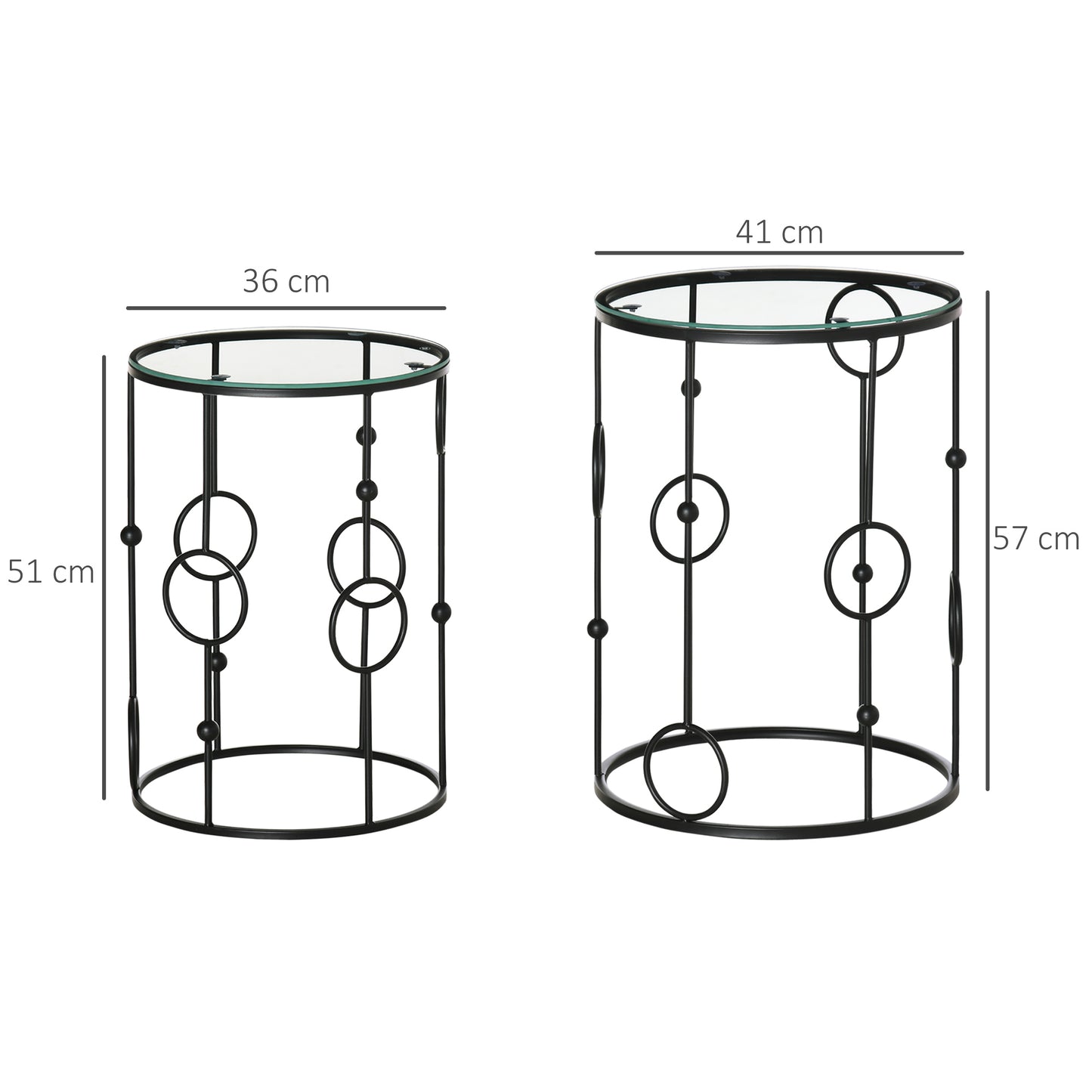 HOMCOM Nesting Round Coffee Table Set of 2 - Black